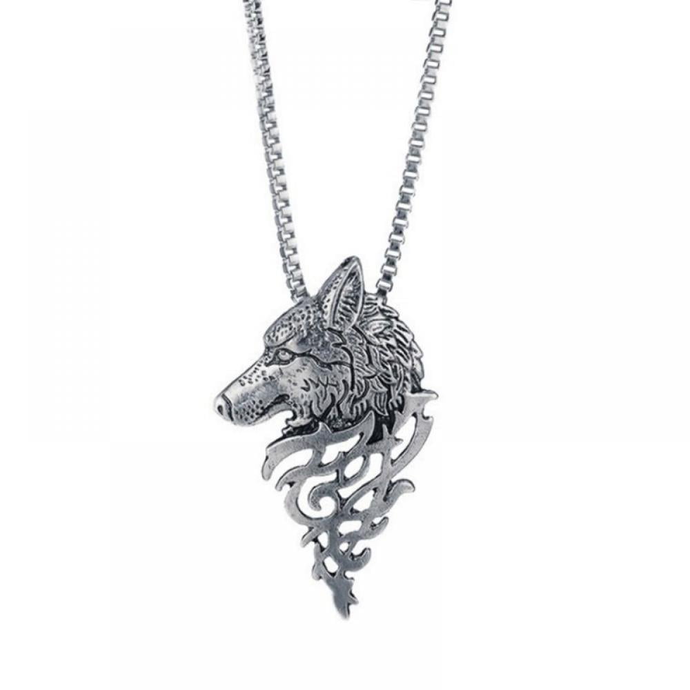 Viking Stainless Steel Norse Wolf Head Original Animal Amulet Pendant Necklace Viking Stainless Steel Norse Wolf Head Original Animal Amulet Pendant Necklace