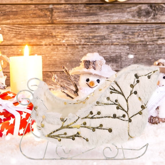 HONMEET Christmas Decorative Metal Sleds Set with White Suede Finish for Holiday Home Decor Festive Winter Decoration