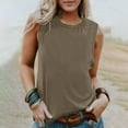 thumbnail image 6 of qucoqpe Womens Summer Tank Tops Crew Neck Sleeveless Basic T-Shirts Casual Loose Solid Color Tees Lightweight Pullover Blouse, 6 of 6