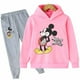 thumbnail image 5 of Conjunto de 2 piezas de sudadera con capucha y pantalones largos de manga larga con estampado de Mickey y Minnie Mouse para niñas, ropa deportiva informal para niñas, 5 of 5