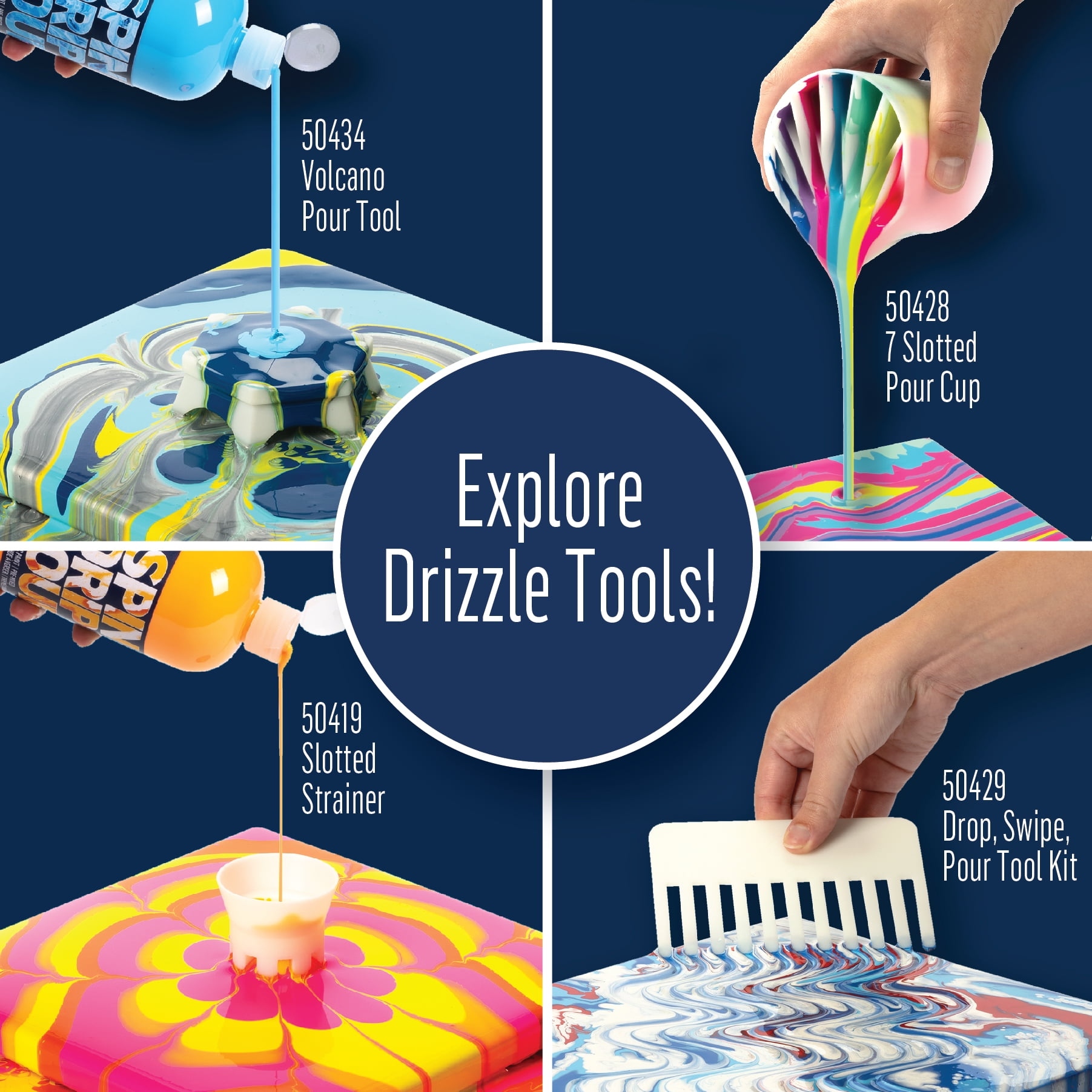 FolkArt Drizzle Pre-Mixed Fluid Pouring Acrylic Paint Set, Neon Lights, Set of 4