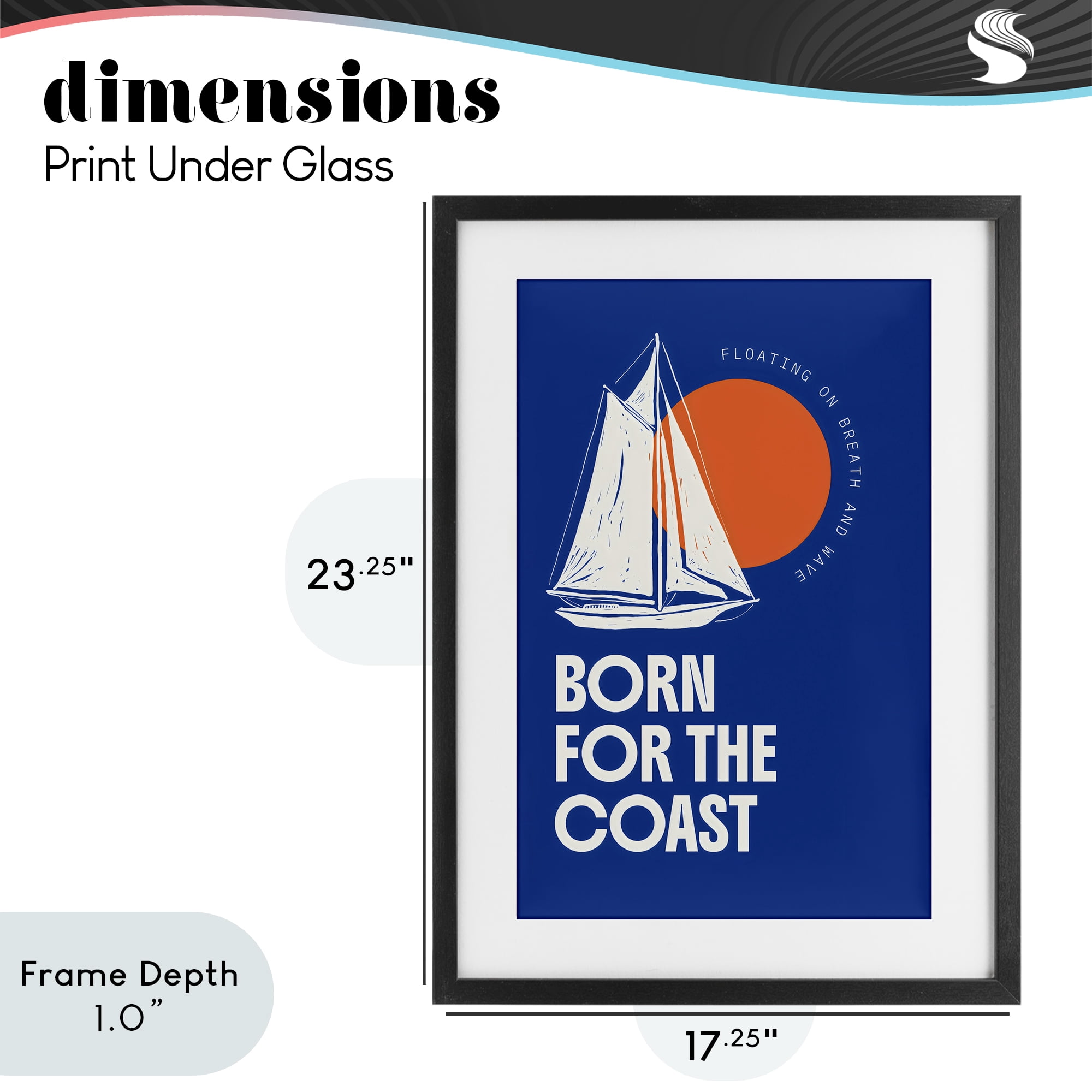 Stupell Industries Born For The Coast Black Framed Print Under Glass, design by Creative Studio
