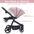 thumbnail image 4 of Cochecito plegable para bebé con asiento alto, carrito convertible para recién nacido y niño pequeño, respaldo reversible, cesta y portavasos, 4 of 7