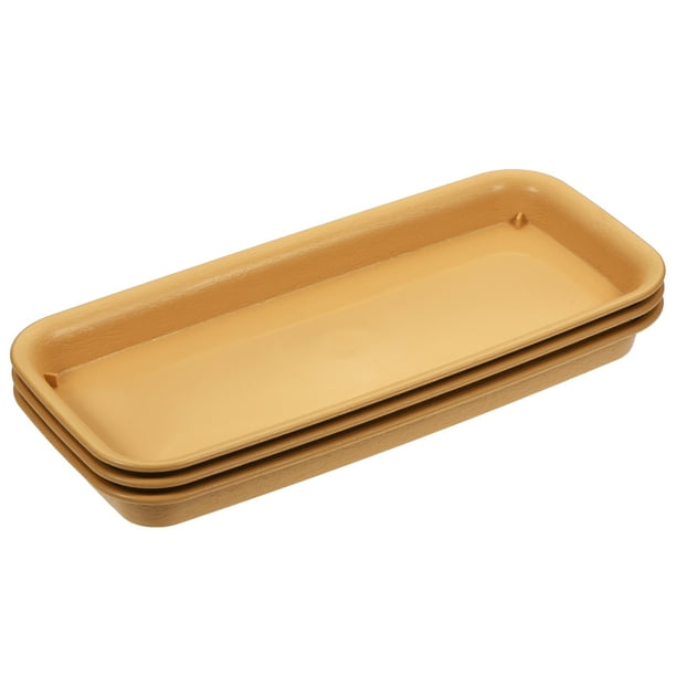 Uxcell 30.5x14cm Plastic Rectangular Plant Pot Saucer Drip Tray, Terracotta 3 Count