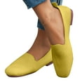 thumbnail image 2 of Women's Square Toe Flats Shoes Knitted Lightweight Casual Slip On Loafers Soft Comfort Breathable Mesh Work Ballet Shoes, 2 of 5
