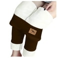thumbnail image 4 of Women Winter Casual Solid Warm Leggings Elastic High Waist Thermal Capris Workout Trousers Comfortable Sweatpants for Women Relaxed Fit Pant, 4 of 7
