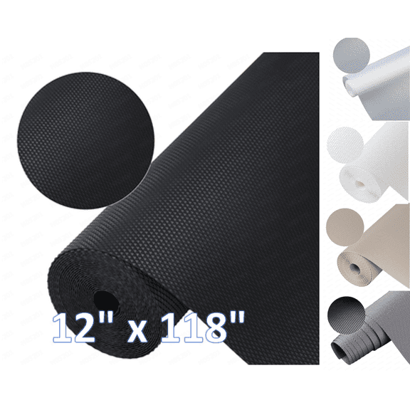 Drawer and Shelf Liner, Non-Adhesive Cabinet Liners for Kitchen Cupboard, Bathroom Drawers, Breathable Thick Mat, Easy Trim & Easy Clean, 12" x 118"