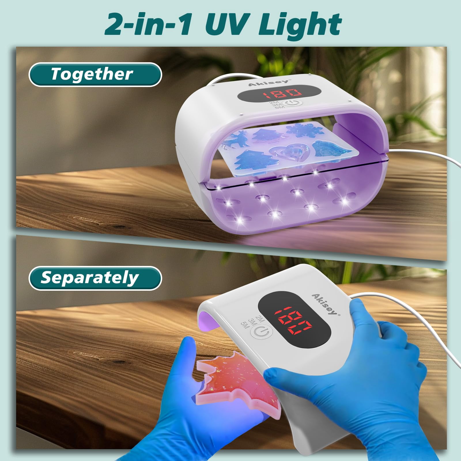 UV Light for Resin, Two-Sided UV Resin Light with Adjustable Time Setting(2m, 3m, 5m), 36W Fast Curing UV Lamp for Resin Molds DIY Craft Decor Jewelry Making