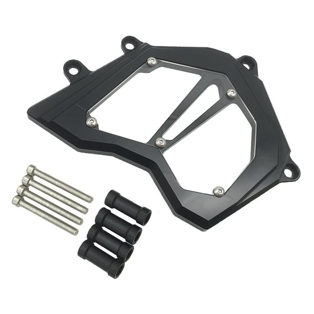 Cubierta de piñón delantero y plato de aluminio para motocicleta negro