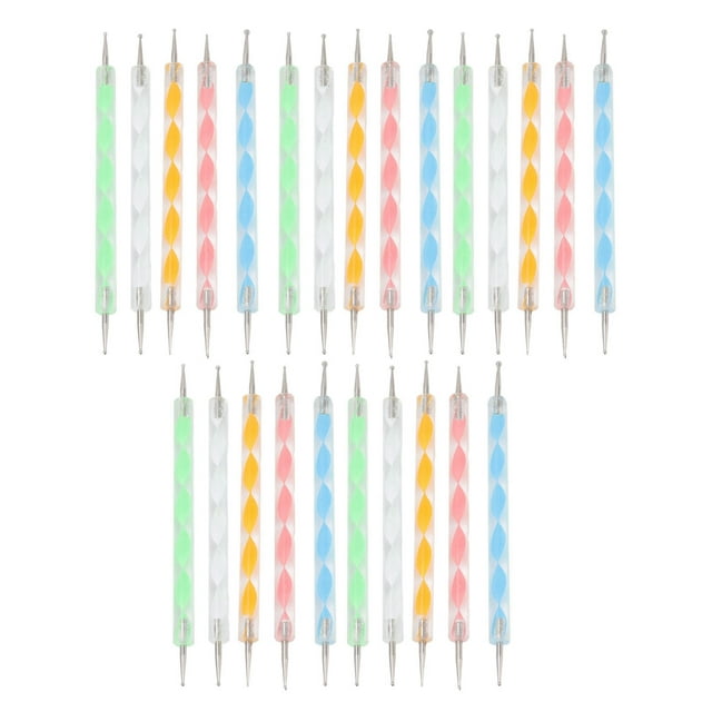 Laklulu, 25 uds., bolígrafos para punteo de uñas, varilla roscada acrílica, arte redondo para uñas, bolígrafo para punteo de doble punta, bolígrafo para hendiduras, herramienta para decoración de uñas