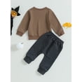 thumbnail image 5 of Elippeo Toddler Boys Fall Outfits 6 12 18 24 Months 3 Years Checkerboard Ghost Print Crew Neck Long Sleeve Sweatshirts and Long Pants 2Pcs Halloween Clothes Set, 5 of 10