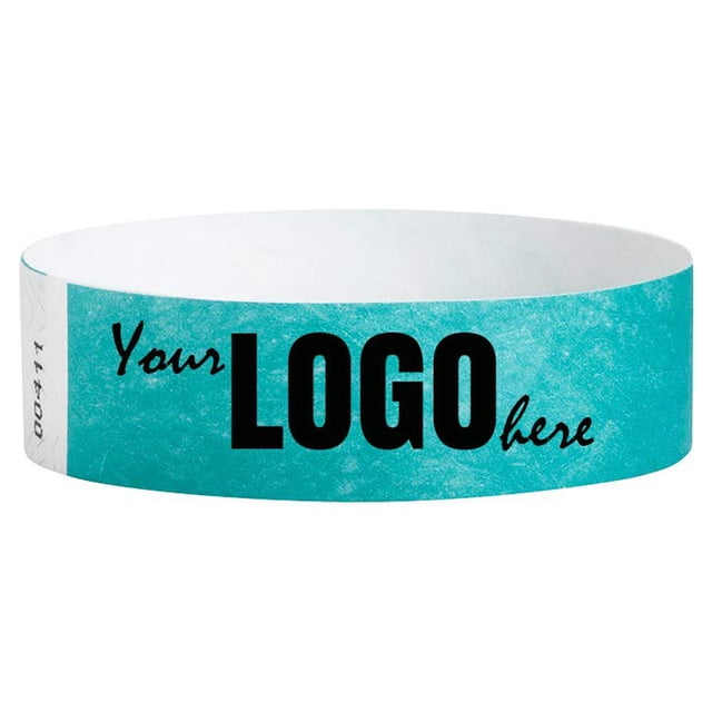 WristCo Caribbean Blue Custom Imprint Wristbands - 1,000 Count Tyvek ¾” x 10”- Add Any Text Logo and Image & Receive Printed Wrist Band Bracelets for Events Concert Party Festival Security Admission