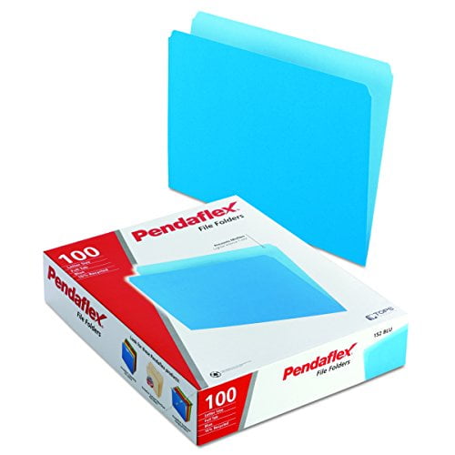 Pendaflex Dossiers de Fichiers Couleur Bicolores, Format Lettre, Bleu, Coupe Droite, 100BX (152 BLU)