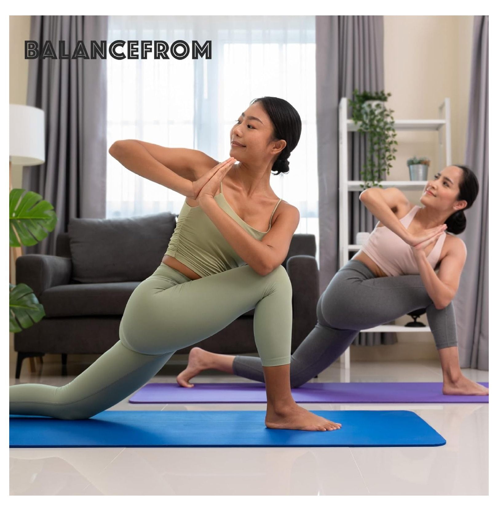 Yoga Mat with Knee Pad & Blocks - 71x24 Inch Extra Thick Non-Slip Mat for Home Gym & Studio - 1 Inch Foam, Anti-Tear, Includes Strap & Cushion