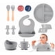 thumbnail image 1 of Set De Cubiertos Para Bebés Silicona Plato Antideslizante Modelo Gris Liso, 1 of 4