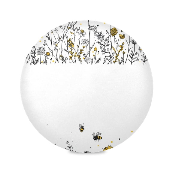 Round Placemat Heat Resistant & Wrinkle-Free Dining Table Decor Placemat For Home & Weddings Wildflowers and Bees