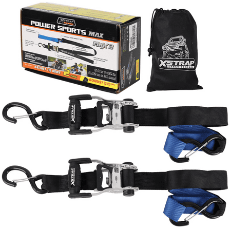 XSTRAP STANDARD 2Pk Heavy Duty Motorcycle Ratchet Tie Down Straps, 1.5" x 6' Safety Clip Hooks & Soft Loops, Cargo Accessory Securing Motorcycles, Dirt Bikes, Kayaks, Atvs