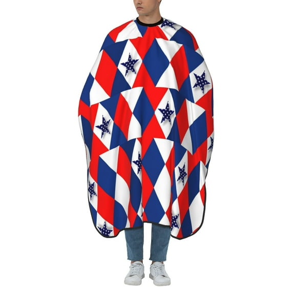 ZICANCN Hair Cutting Cape for Adults, Patriotic Red White Blue 3D Stars Cape Salon Barber Cape for Hair Stylist Shampoo Capes Waterproof 55x66 IN