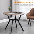 thumbnail image 3 of Modern Round Dining Table - 35" Brown Kitchen Table with Steel Frame - Space Saving 2-Seater for Dining Room & Small Kitchen, 3 of 7