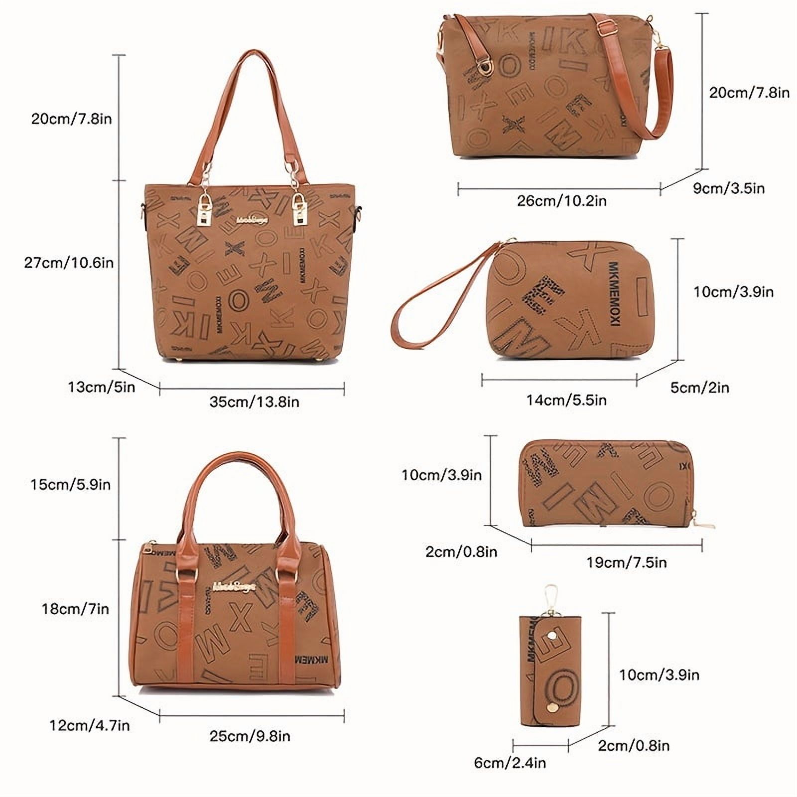 6PCS/Set Leather Handbags, Womens Handbags Tote Bags Shoulder Bag Purses Satchel Bag Top-Handle Handbag Crossbody Bag Wallet Clutch, Black #1