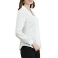 thumbnail image 4 of INSPIRE CHIC Women's Shirt Flat Collar Long Sleeves Button Down Office Satin Shirt S White, 4 of 6