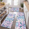 thumbnail image 2 of Blue and Pink Pioneer Flower Pattern Kitchen Rugs Sets Of 3,Kitchen Runner Rugs Non Skid Washable,Decorative Kitchen Floor Mats for Kitchen,Sink,Laundry,17"x30"+ 17"x47" + 17"x59", 2 of 6