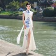 thumbnail image 3 of Show Performance Cheongsam Shawl Long Chinese Style Blue and White Porcelain High-end Atmospheric Young Style National Fashion Etiquette Performance Suit, 3 of 7