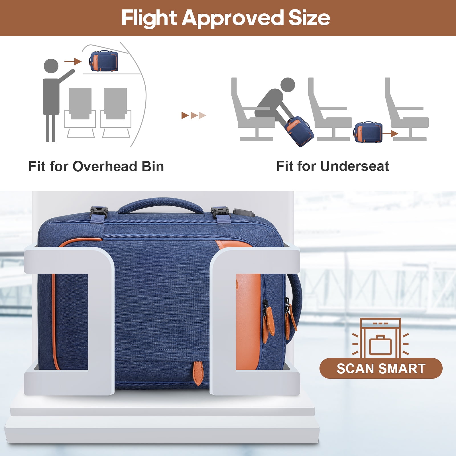 UKEIN Travel Backpack for Men & Women Carry On Backpack Flight Approved 40L Waterproof Anti-Theft Personal Item Backpack with Packing Cubes and Shoe Pocket