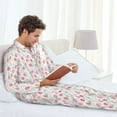 thumbnail image 6 of Picia Tulips Flowers Pattern Men’s Long-Sleeve Sleepwear Set - Soft 2-Piece Loungewear with Pockets, Comfy PJs for Relaxing Nights-Medium, 6 of 7