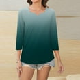 thumbnail image 4 of Yubnlvae Green Womens 3/4 Length Sleeve Tunic Tops Casual V Neck Shirts Basic Tees Business Work Blouses Summer Fall 2025 Clothes, S, 4 of 7