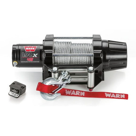 Warn Winch 101045 VRX; Vehicle Mounted; ATVs and Side By Sides; Waterproof; 12 Volt; 4500 Pound Line Pull Capacity; 50 Foot x 1/4 Inch Steel Rope; Roller Fairlead