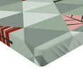 thumbnail image 2 of Ambesonne Tree Fitted Sheet, Illustration of Triangles, Twin XL Size, Coral and Reseda Green, 2 of 3