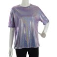 thumbnail image 2 of Women's Holographic Metallic Shirt Ultra Soft Top Glitter Party Disco Blouse, 2 of 6
