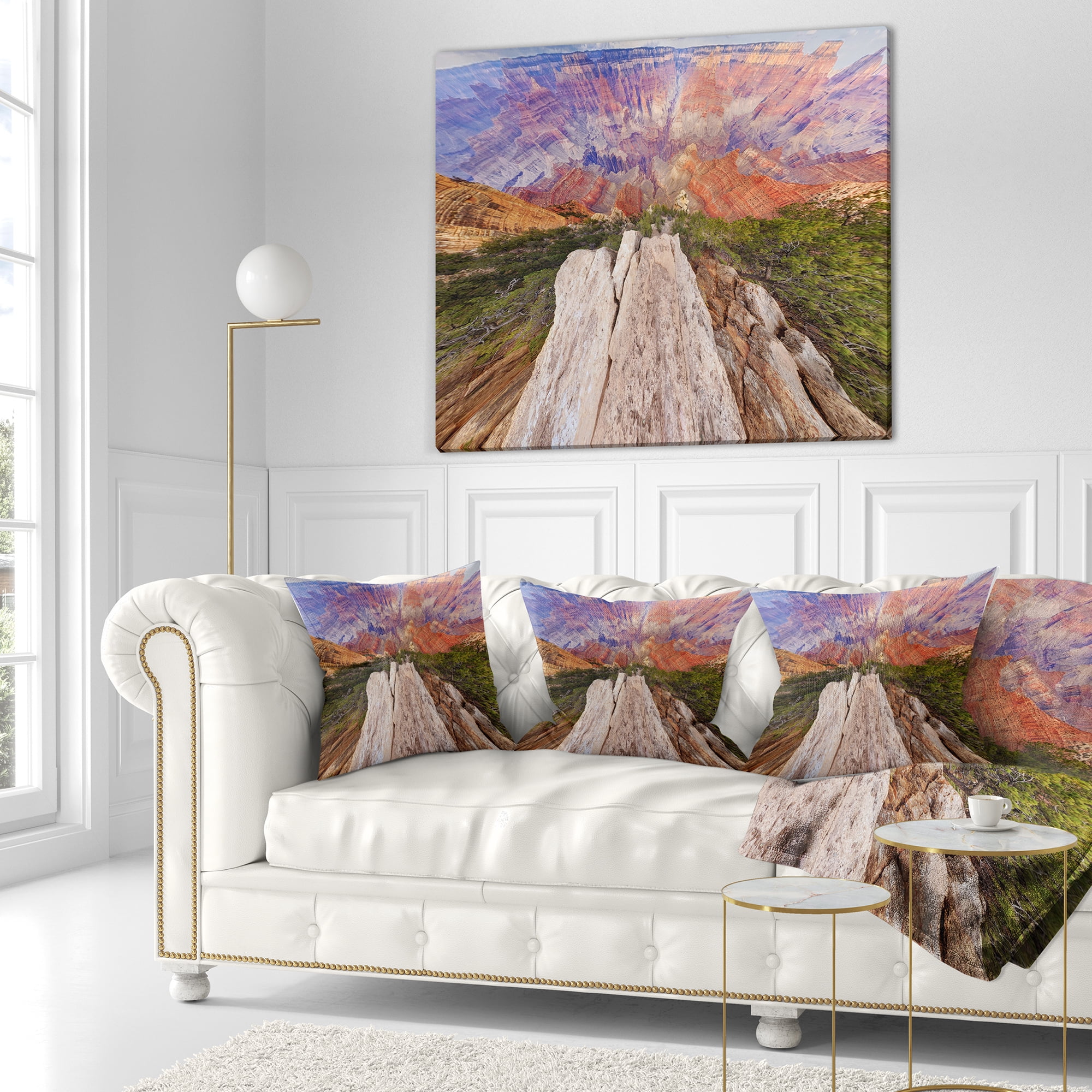Designart Grand Canyon View from Above - Modern Seascape Throw Pillow - 18x18
