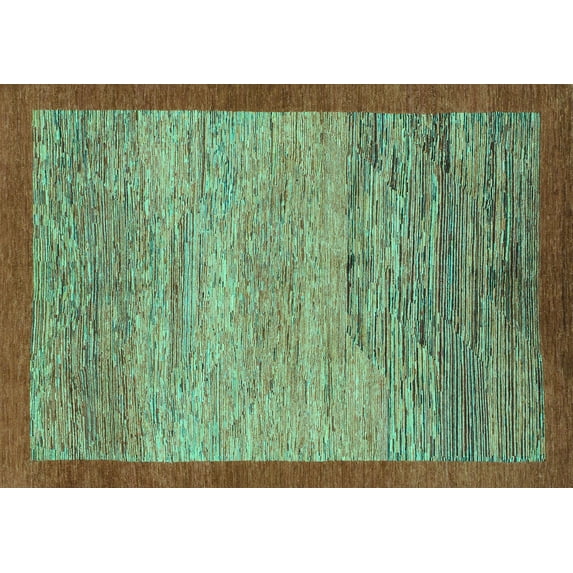 Ahgly Company Indoor Rectangle Abstract Turquoise Blue Modern Area Rugs, 2' x 4'