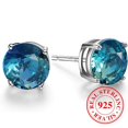 thumbnail image 1 of Gorgeous Sterling Silver Tourmaline Earrings - 925 Silver, Multi-Color, Anti-Allergy, 678 Mm Round Single Gem Earrings for Women & Teenagers, 1 of 4