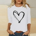 thumbnail image 2 of Women's 3/4 Length Sleeve Shirts Valentine's Day Crew Neck Tunics Cute Heart Print Tees Lightweight Fashion Tunic Tops Casual Trendy T-Shirt Lover Gift Holiday Outfits for Women, 2 of 5