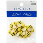 Favorite Findings Yellow 5/8" Bumble Bee Shank Buttons, 9 Pieces