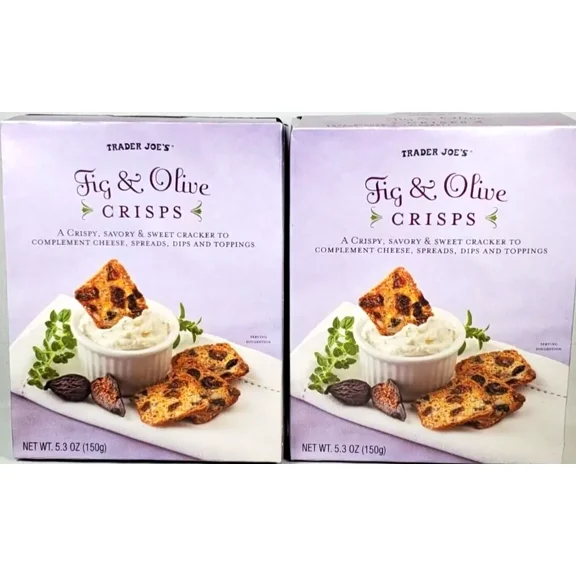 2 Packs Trader Joe's Fig & Olive Savory Sweet Cracker Crisps 5.3 oz Each Pack