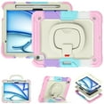 thumbnail image 5 of for iPad Air 11 2024 Kids Case Heavy Duty Rugged Shockproof Silicone Hybrid Protective Case Cover Stand + Pencil Holder + Screen Protector for iPad Air 11 2024 - Colorful Pink, 5 of 8