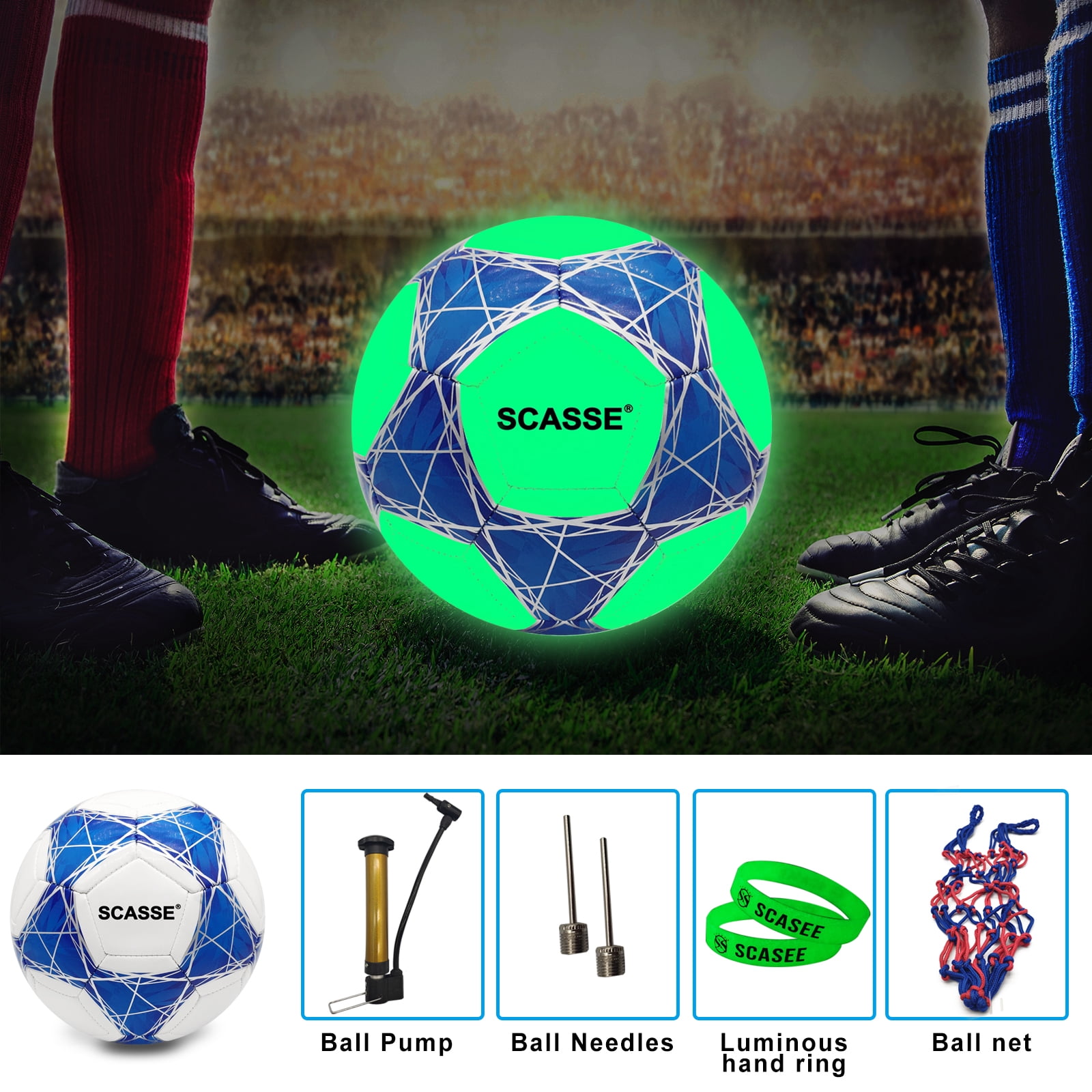 Soccer Balls Kid Size 3,Glow in The Dark Official Size Soccer Ball,Indoor/Outdoor Light Up Training Ball with Pump and Needls,Street Ball Game for Kids,Boys and Girls