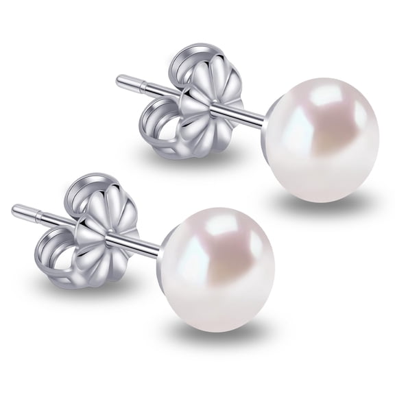 Pearl Earrings for Women, Hypoallergenic Titanium Pearl Stud Earrings for Sensitive Ear, Elegant Jewelry Gift for Birthday Anniversary Wedding Daily Wear