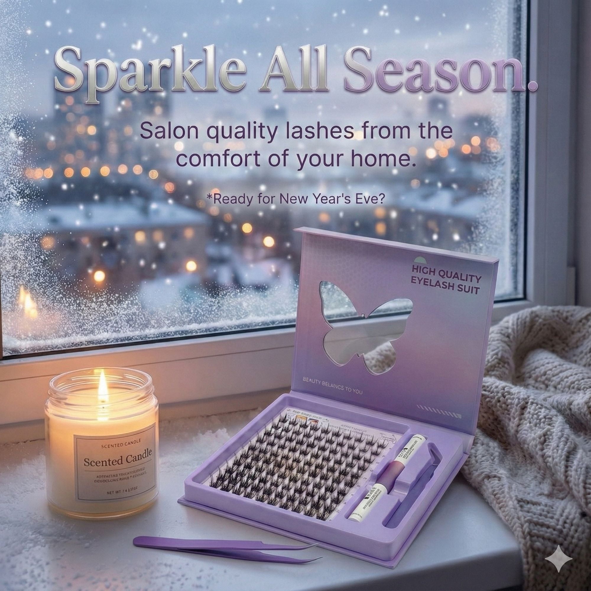 AYCUE Holiday Glam Christmas Special Edition High-Quality Eyelash Suit Subtle Natural Soft Finish Clean Band DIY Fluffy Lash Extension for Festive Looks