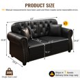 thumbnail image 2 of AENKYO 63" Faux Leather Loveseat, Mid-Century Chesterfield 2-Seater Sofa with Tufted Back & Nailhead Trim, Black, 2 of 8