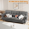 thumbnail image 3 of 83.5" 3 Seater Sofa Couch with Deep Seats and Removable Pillows, Teddy Fleece Comfy Couch, 3 of 7