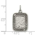 thumbnail image 5 of 925 Sterling Silver Antiqued Square Shaped St. Christopher Medal Pendant, 5 of 5