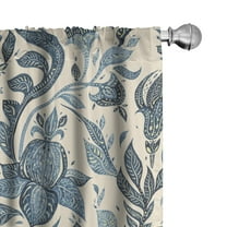 Ambesonne Ethnic Floral Curtains, Paisley Indigo Flower, Pair of 28"x84", Slate Blue and Pale Teal