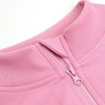 thumbnail image 5 of Htigea Women's Cropped Sweatshirts Quarter Zip Mock Neck Pullover Casual Loose Workout Tops Long Sleeve Sweatshirt Pink XL, 5 of 9