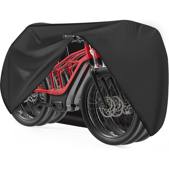 Bike Cover Waterproof Outdoor Storage for 3 Bike, Bicycle Cover Rain Sun UV Dust Wind Proof with Storage Bag Bike Tarp for EBike Mountain Road City Bike, Black, 82.7"L x 47.2"W x 43.3"H