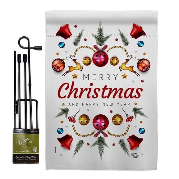 Ornament Collection GS190018-BO 13 x 18.5 in. Ornament Arrangement Garden Flag Set for Wintertime Christmas Double-Sided Decorative Vertical Flags & House Decoration Banner Yard Gift